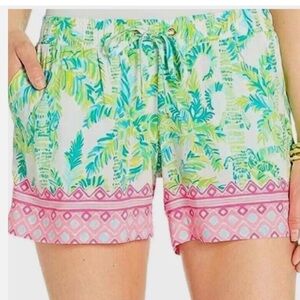Lilly Pulitzer High Waist 5”inseam Shorts - Green and Pink